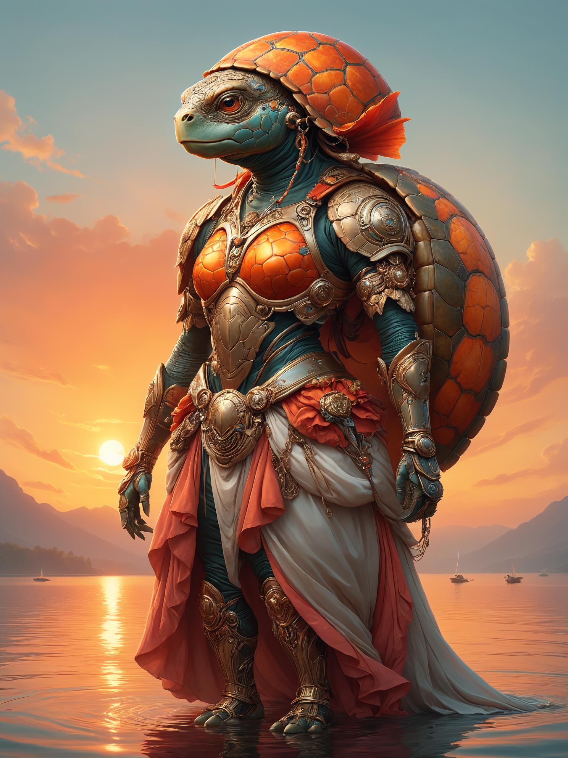 Anthro Alligator Girl Porn - A woman in armor standing on top of a mountain with a dragon - SeaArt AI