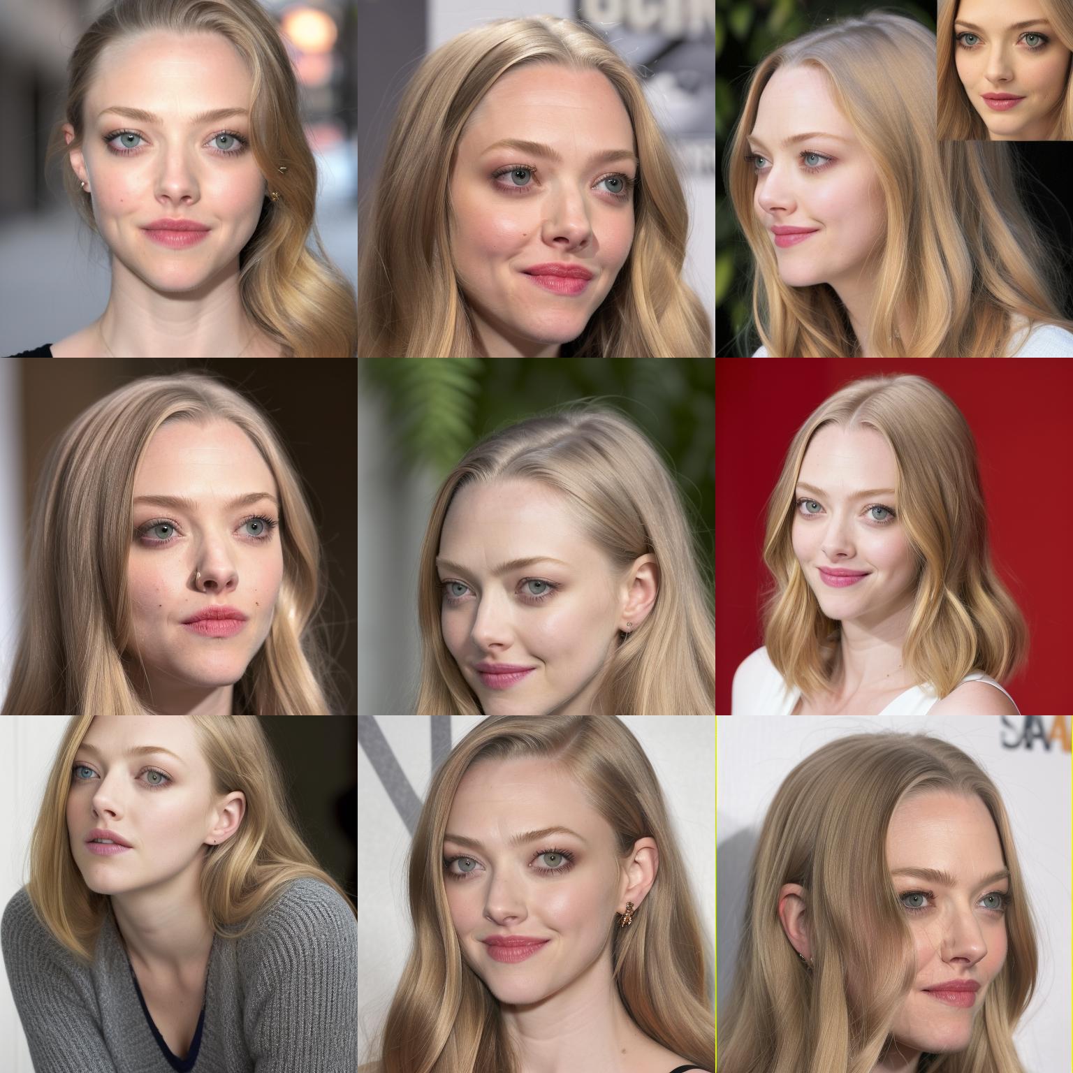 A collage of photos of a woman with different hair styles - SeaArt AI