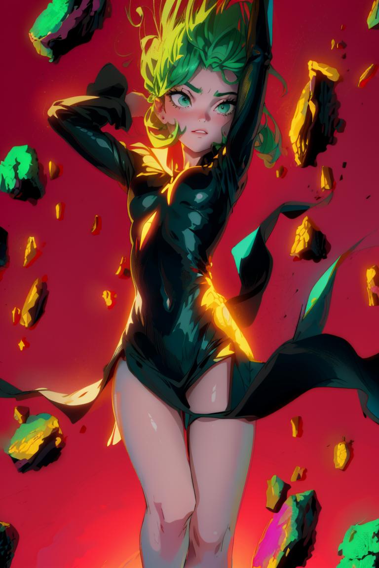 Tatsumaki, pelo verde, mostrando las tetas, completamente desnuda - SeaArt  AI