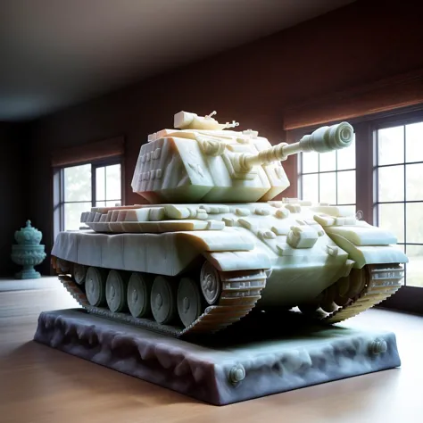 there is a large white tank sitting on a table in a room