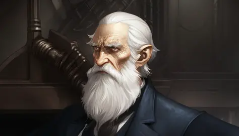 charliebo artstyle, charles darwin, a man with a beard and a suit jacket is looking off to the side with a serious look on his f...