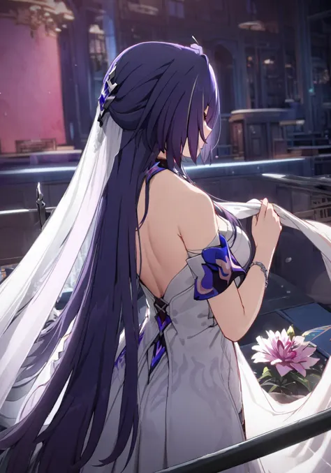 anime - style image of a woman in a wedding dress holding a sword