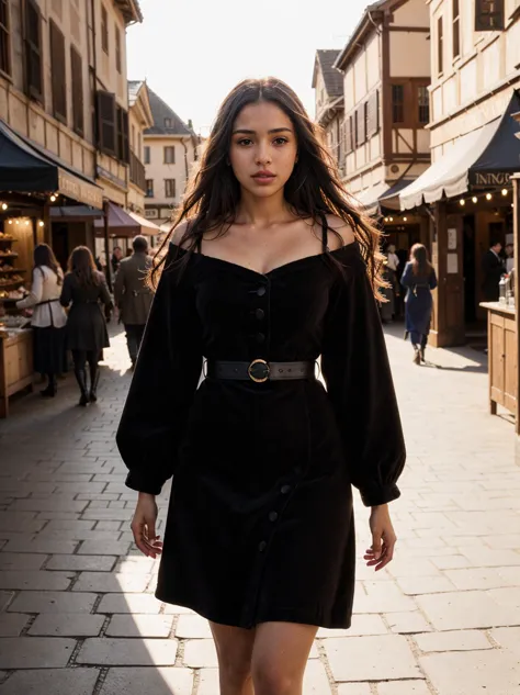 (cinematic photo), tv_Keelie_MXAI wearing a medieval peasant dress, walking through a medieval city market, 8k, ultra detailed, (((Ultra-HD-details, Ultra-HD-detailed, Ultra-HD-realistic)))