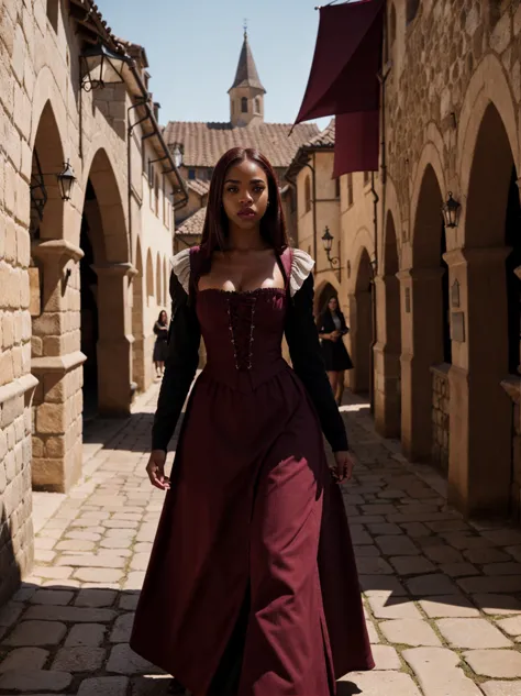 (cinematic photo), tv_Janelle_MXAI wearing a medieval peasant dress, walking through a medieval city market, 8k, ultra detailed, (((Ultra-HD-details, Ultra-HD-detailed, Ultra-HD-realistic)))