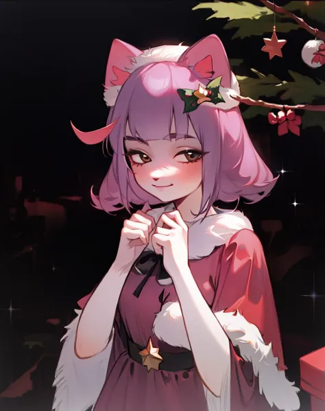 ((masterpiece)), (detailed face), 1 girl,  fullbody, girl gives present, pov, <lora:my_LoRA_masunya_v3:1>, happy smile, <lora:Ears Down:0.7>,  cat ears, beautiful hands, <lora:Santa Dress_v1:0.8> santa dress, (((present in hands))), christmas tree on background , soft sparkles