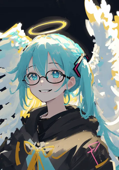 anime girl with angel wings and a halo