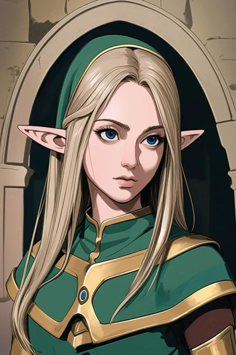 (masterpiece, best quality),  elf ,realistic, character concept; medieval aesthetic, color manga