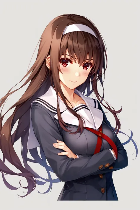 anime girl with long hair and a white collared shirt