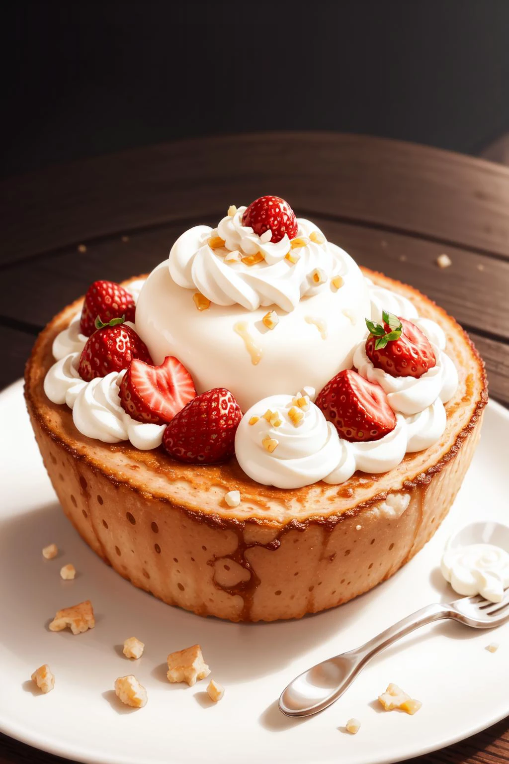 masterpiece, high quality, best quality, strawberries with cream, foodphoto, 