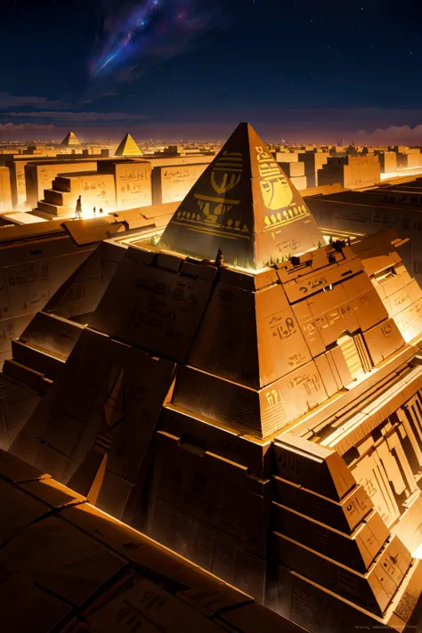 arafed pyramid in the middle of a city at night