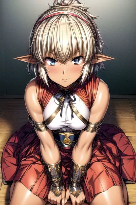 Nisei Muramasa, Nisei, 1girl, Small, (Short Hair), Messy hair, (Deep blue eyes),<lora:GoodHands-vanilla:1>blonde hair, Sitting d...