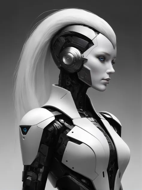 +profile of an futuristic android!! hybrid, bold natural colors, masterpiece, trending on artstation, photographs, entire women ...