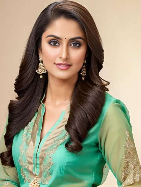 anusha bhatia in green dress