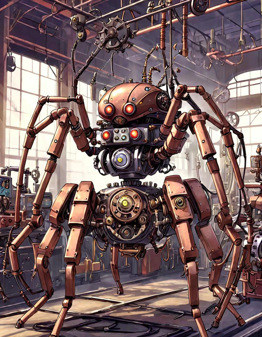 There is a large spider that is standing in a building - SeaArt AI