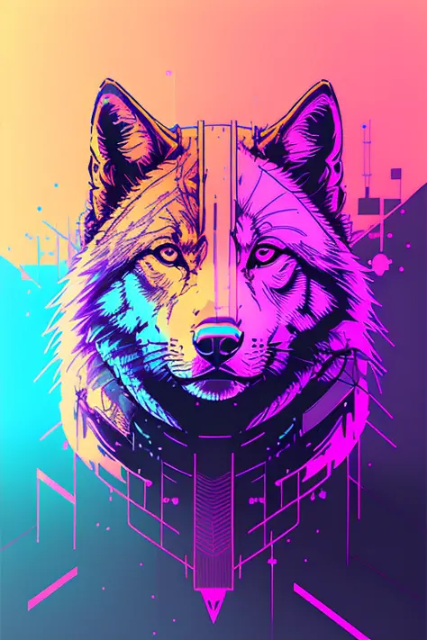 (nvinkpunk:1.2) (snthwve style:0.8) wolf, anthro, lightwave, sunset, intricate, highly detailed
