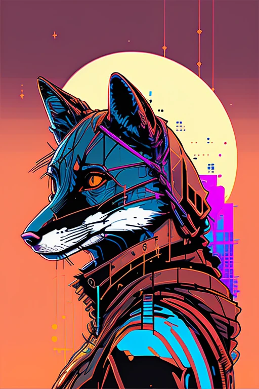 (nvinkpunk:1.2) (snthwve style:0.8) fox, anthro, lightwave, sunset, intricate, highly detailed