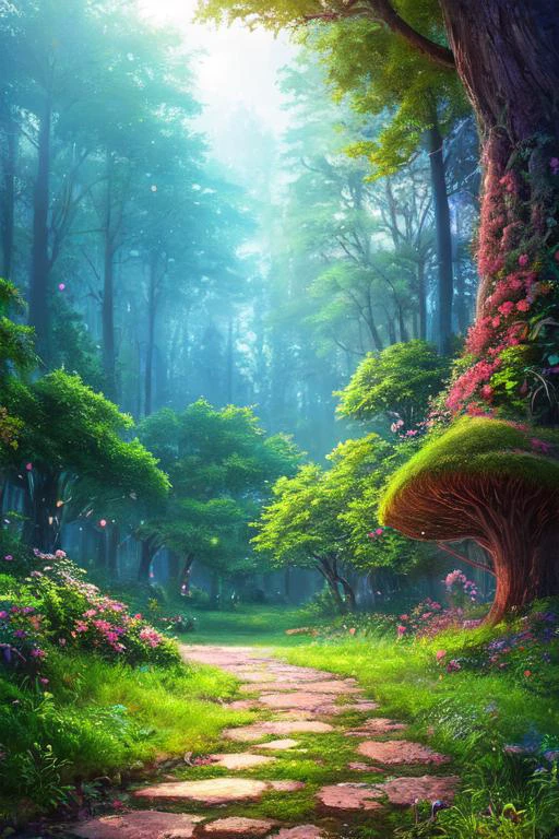 masterpiece, best quality, high quality,extremely detailed CG unity 8k wallpaper, An enchanting and dreamy scene of a fantasy forest, with towering trees, glowing mushrooms, and hidden fairy glens, creating a sense of mystique and enchantment, artstation, digital illustration, intricate, trending, pastel colors, oil paiting, award winning photography, Bokeh, Depth of Field, HDR, bloom, Chromatic Aberration ,Photorealistic,extremely detailed, trending on artstation, trending on CGsociety, Intricate, High Detail, dramatic, art by midjourney