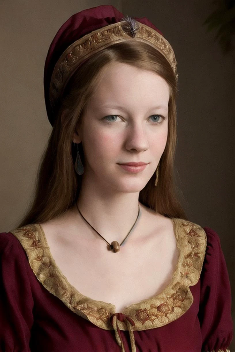 realistic, An intricate full color portrait of MandiCollins, eyes directed to camera, (wearing a renaissance dress:1.3), sharp focus, natural lighting, subsurface scattering, f2, 35mm, 8K