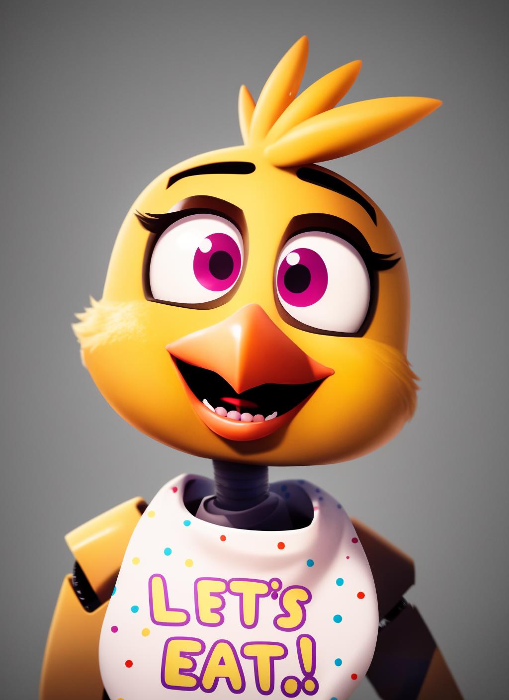 A close up of a cartoon bird wearing a bib - SeaArt AI