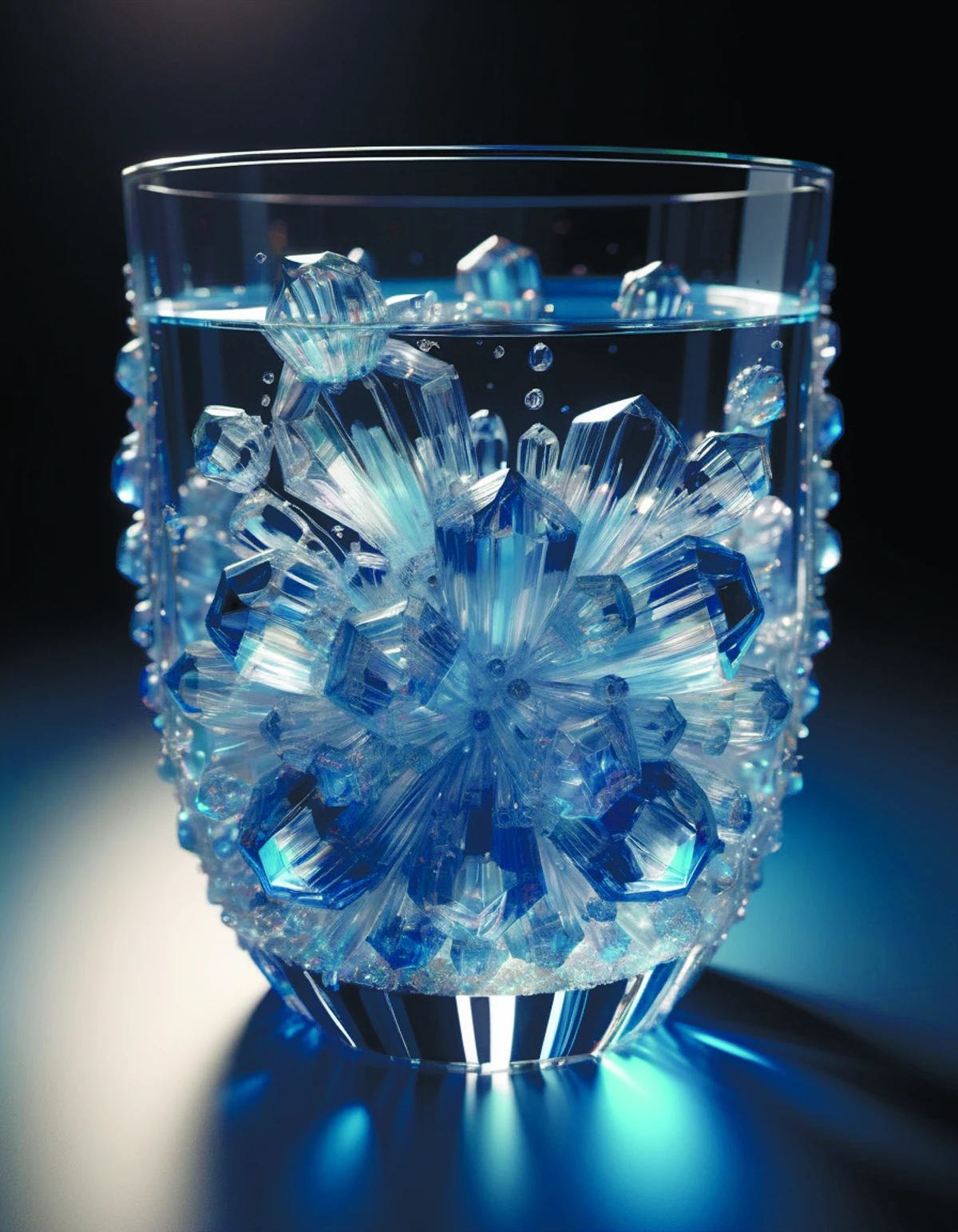 3D render of a glass of water,studio volumetric lighting,blender,8k resolution,illustration,stylized painting,smooth render crystalz 