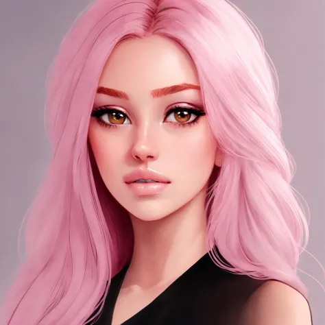 woman, masterpiece, beautiful, pink hair, 1girl, standing, highres, face closeup, puffy lips