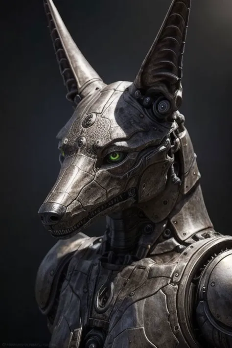 a close up of a statue of a dog wearing armor