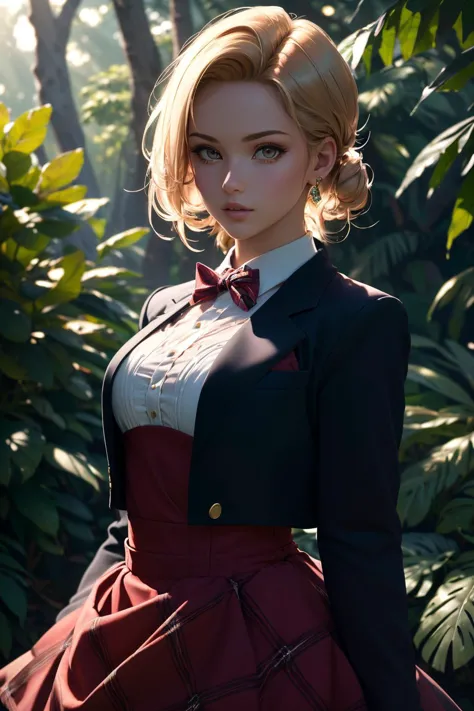 (masterpiece,best quality,8k,beautiful and aesthetic:1.2)
(android_18, and18, 1girl <lora:android_18_v110:0.65>)
((<lora:edgPreppyGown:0.8> ballgown,edgPreppy, set of edgPreppy clothes, wearing edgPreppy, wearing a ballgown,  ([set of edgPreppy clothes,blazer)
), posing, side view, looking at viewer,  inside a forest, midnight, warm lighting, (depth of field, bokeh, 4K, hyper realism, soft light, dramatic light, sharp, HDR)