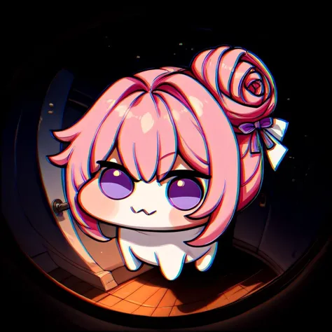 score_9,score_8_up,score_7_up,fisheye,doro, creature, :3, chibi, pink hair, purple eyes, hair bun, hair bow, no humans, white skin, four legs, solid circle eyes, no pupils, hallway, chromatic aberration,night, dark environment,
<lora:door_fisheye_v1:1> <lora:Doro_X_PDXL_V1:0.8>  <lora:chromaticAberrationPDXL2_v3:0.7>