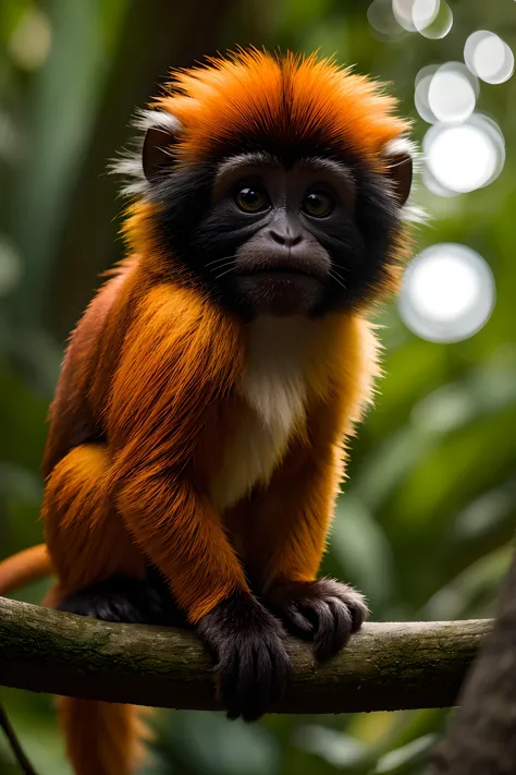 arafed monkey sitting on a branch in a forest