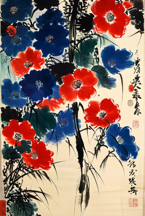 (masterpiece,best quality,,illustration), style of Qi Baishi, <lora:tbh170-sdxl:0.9>, oriental painting