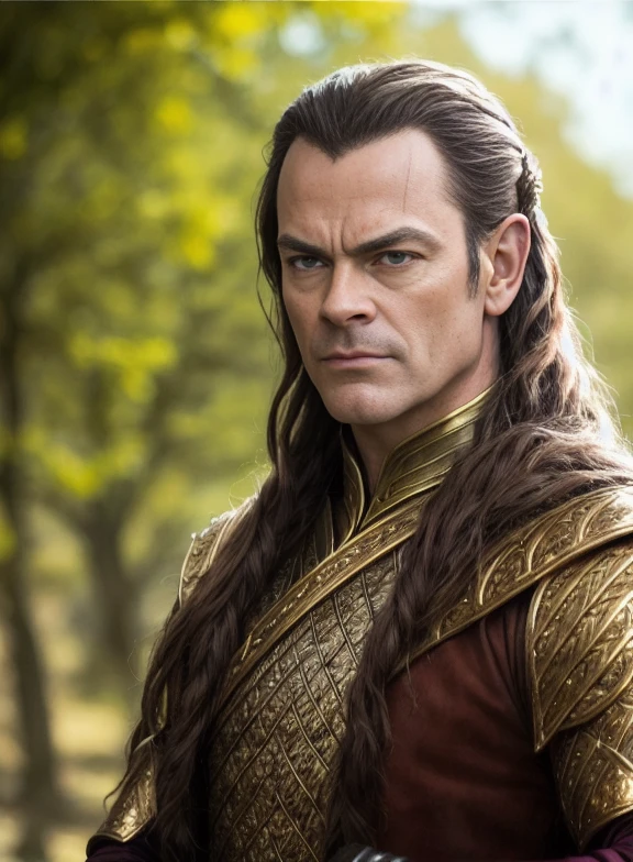 modelshoot style, (extremely detailed 8k wallpaper), full shot body photo of  ((Elrond)), Intricate, High Detail, dramatic, fantasy world, fantastic location, skin pores, very dark lighting, heavy shadows, detailed, detailed face, (vibrant, photo realistic, realistic, dramatic, dark, sharp focus, 8k), lotr,