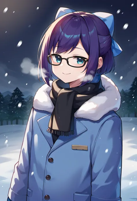 a close up of a person wearing glasses and a coat