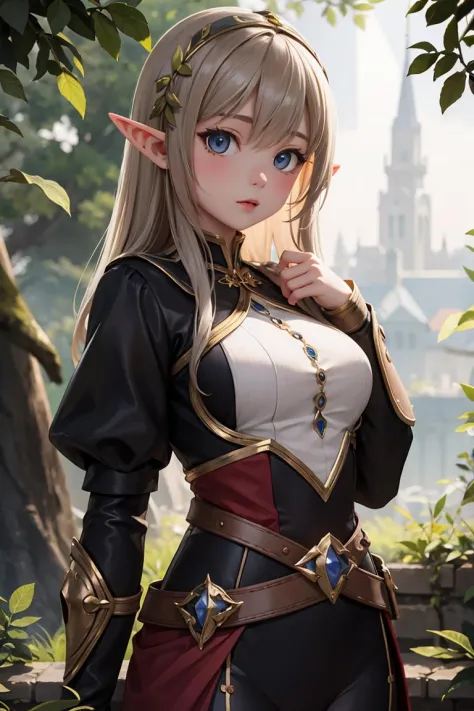 (masterpiece), best quality, high resolution, highly detailed, detailed background, perfect lighting, bokeh, visually stunning, matte painting, 1girl, fantasy, nature, 120yo elf girl,