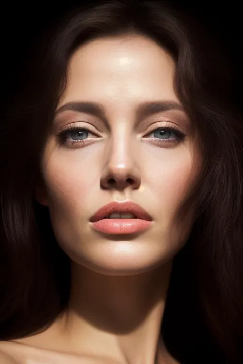 a close up of a woman with long hair and a necklace