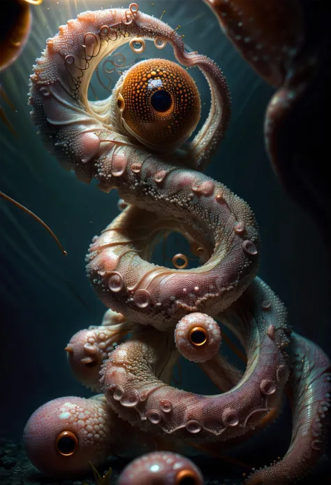 masterpiece, best quality, 3D, realistic,{ 1Tentacle, in suckers are eyes, arm rising, focus on tentacle}, beautiful, colourful,...