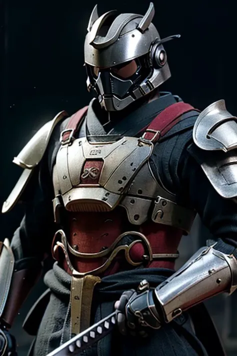 Craft an image of a futuristic male character adorned in stunning ...