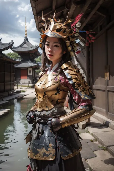 1girl, <lora:samuraic-16:1>, samuraic, japanese armor, dynamic pose, east asian architecture, highly detailed, digital photograp...