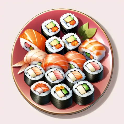 <lora:FoodIconsNew:0.7> fooico, plate of sushi, game icon, professional, high quality, super cute, kawaii, 8k, adorable
