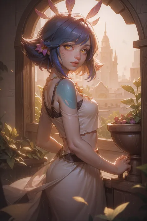 (8k,high quality, masterpiece, best quality), natural lighting, woman, white dress, dynamic, looking at viewer,  <lora:neeko-nvw...