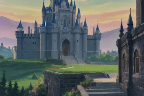 <lora:LupinPart2Style:1>, pt2, landscape, castle