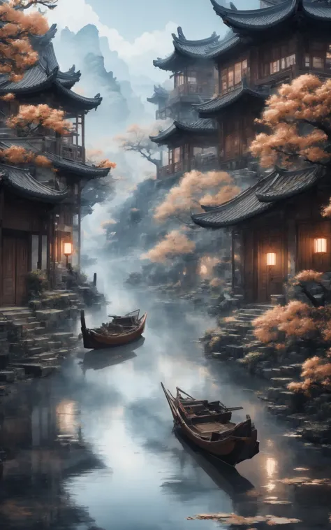 paisagem tradicional chinesa,obra de arte,melhor qualidade,32 mil HD,detalhes insanos,detalhes intrincados,hiperdetalhado,hiper qualidade,alto detalhe,ultra detalhado,obra de arte,1 garota,
