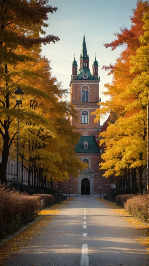 a profestional picutre of  ZamoÅÄ, Poland: ZamoÅÄ, a UNESCO-listed city, resonates with autumn charm in its Renaissance arch...