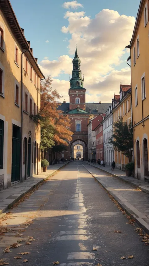 a profestional picutre of  ZamoÅÄ, Poland: ZamoÅÄ, a UNESCO-listed city, resonates with autumn charm in its Renaissance arch...