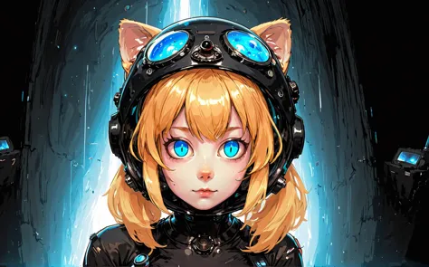 (masterpiece), best quality, space, super massive black hole, black hole devouring another black hole, black hole collapsing, <lora:xl_neco-arc(kohaku_delta):1> Neco-arc, 1girl, blond bangs, slit eyes, cat eyes, cat ears, glass space helmet, cat tail, space suit, full body, somewhere in space