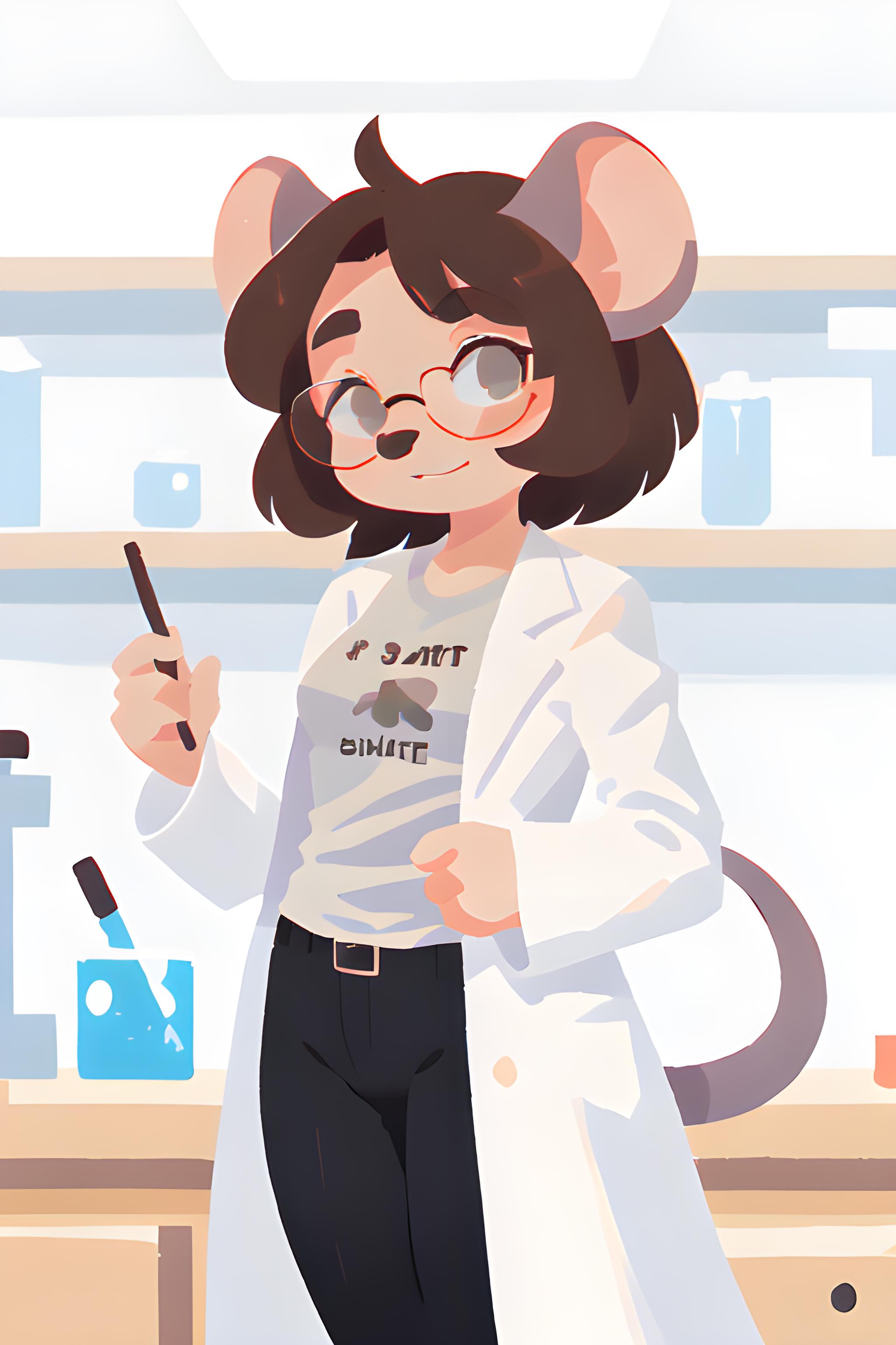 Cartoon of a woman in a lab coat and glasses - SeaArt AI