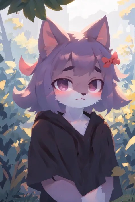 a cartoon cat girl with a bow in her hair