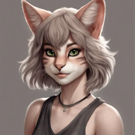 an anthro cat girl, realistic