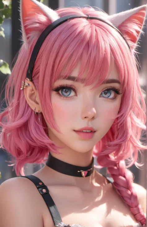 masterpiece, best quality, (1girl), beautiful detailed eyes, looking at viewer, upper body, pink hair, shy, cat ears, very detailed, high resolution, sharp, sharp image, 4k, 8k,