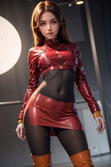 (masterpiece, best quality), 1girl,    <lora:sabrina_outfit_frlg:0.8> sabrina_outfit_frlg, pantyhose, red skirt, covered navel, ...