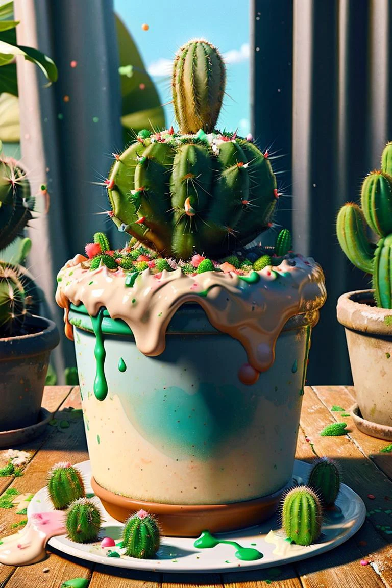 Un cactus en pot débordant d&#39;ais-ckemss 